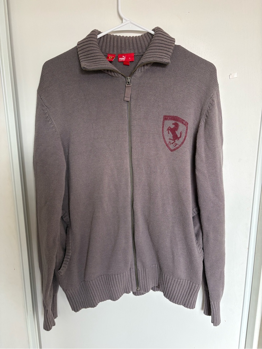 Puma Sweater Mens XL Gray Formula 1 Racing Scuderia Ferrari Full Zip